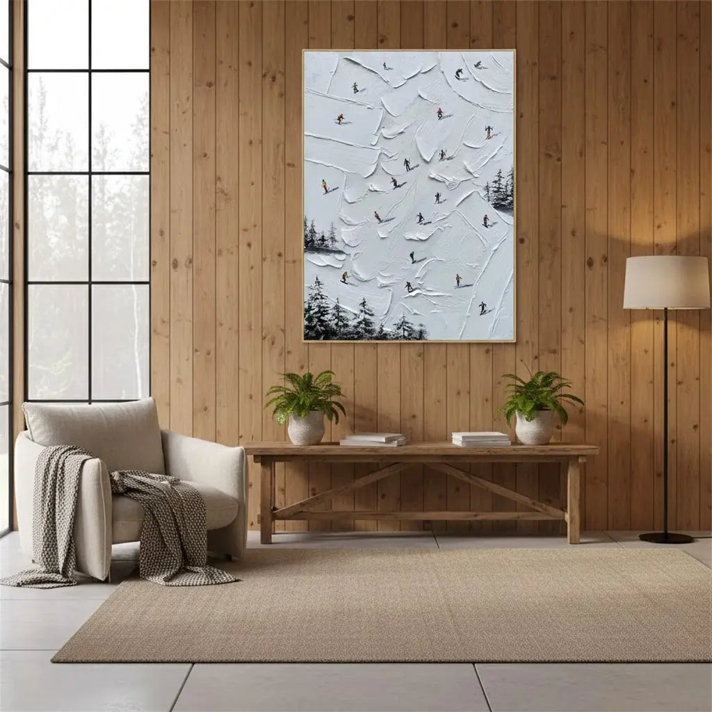 Skiing Sport Art Textured Painting Canvas #P87 ArtiQuo