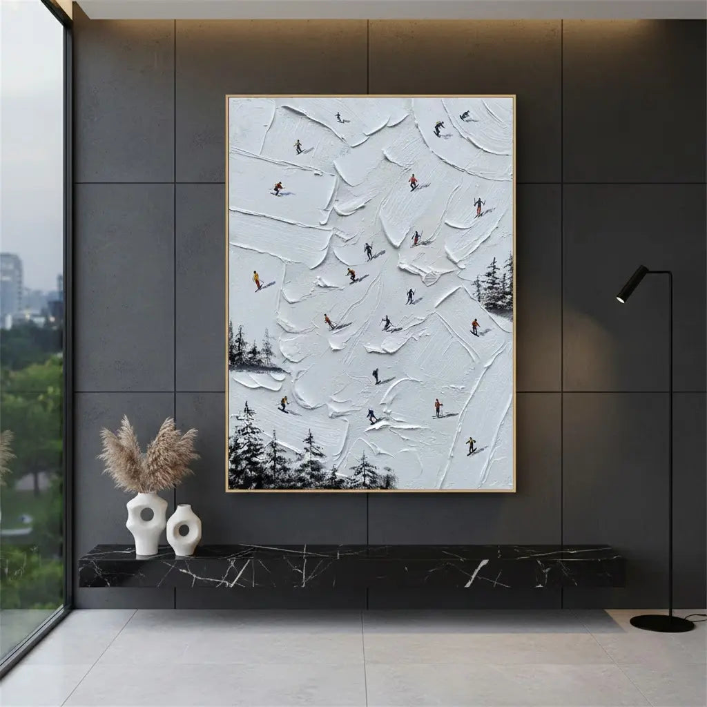 Skiing Sport Art Textured Painting Canvas #P87 ArtiQuo