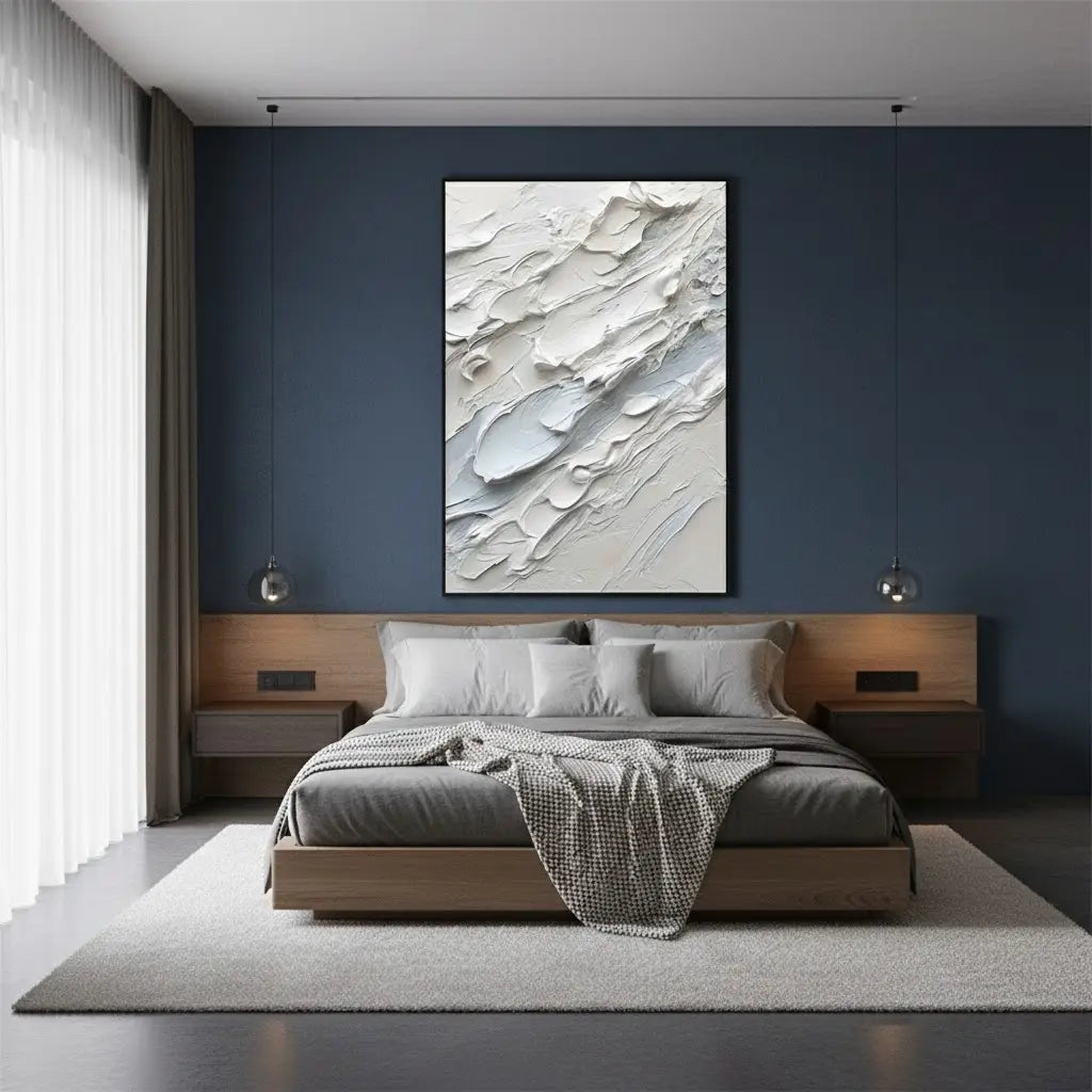 White Minimalist Textured Painting Canvas #P89 ArtiQuo