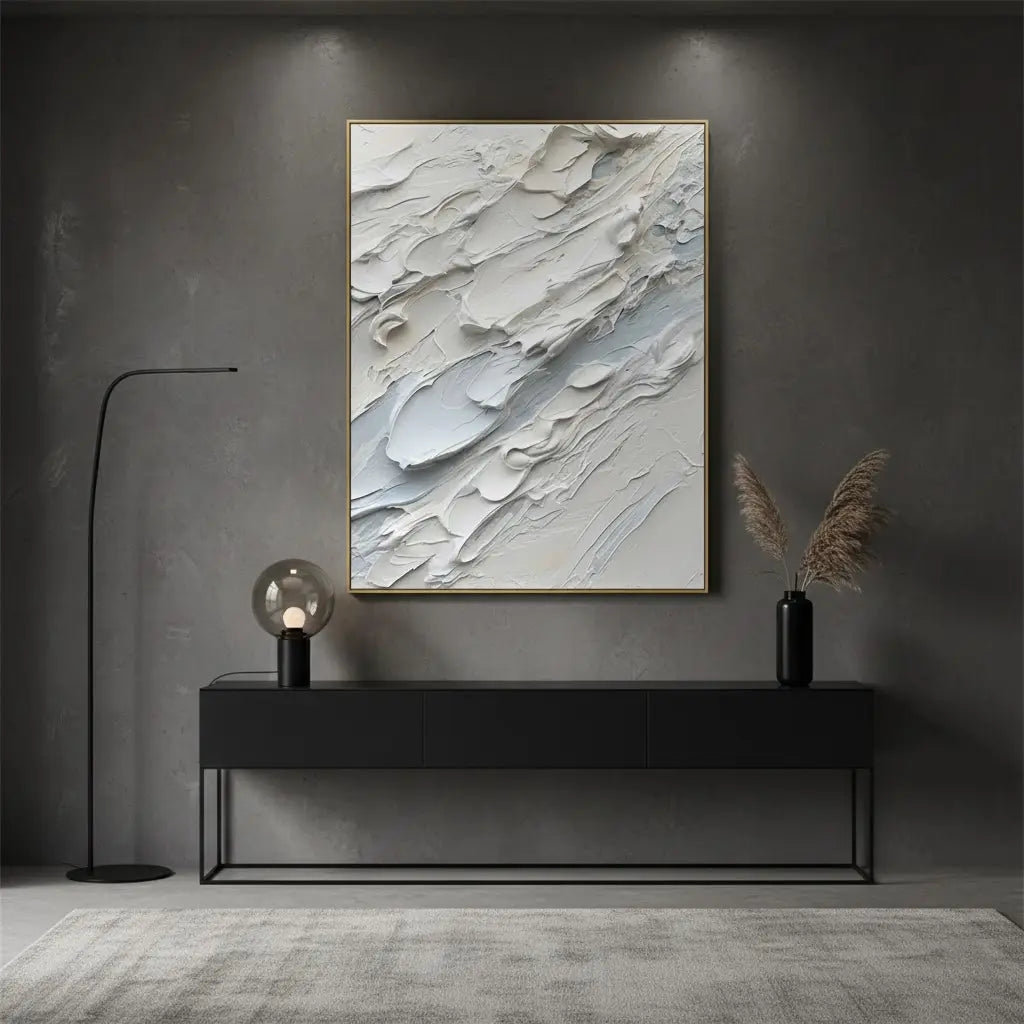 White Minimalist Textured Painting Canvas #P89 ArtiQuo