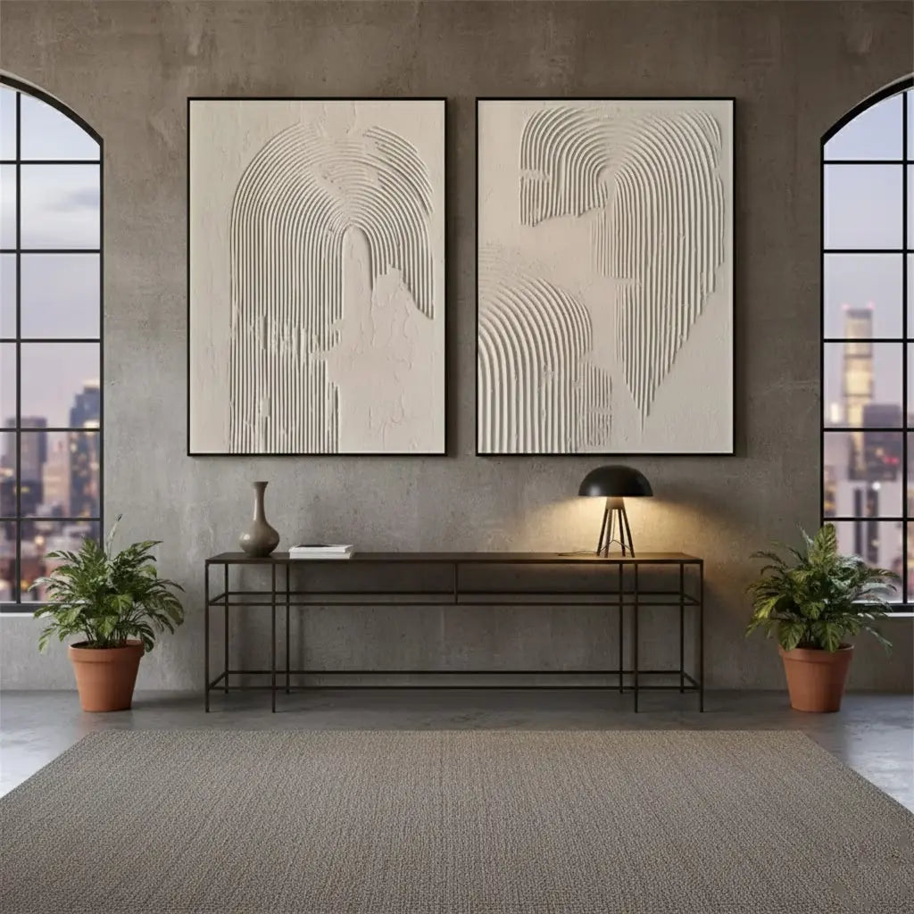 Beige & Brown Abstract Set of 2 #PB7 ArtiQuo