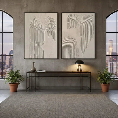 Beige & Brown Abstract Set of 2 #PB7 ArtiQuo