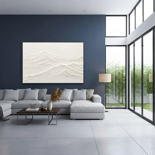 White Minimalist Textured Painting Canvas #P8 ArtiQuo