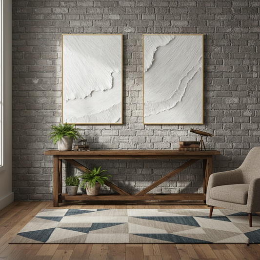 White Minimalist Textured Paintings #WM8