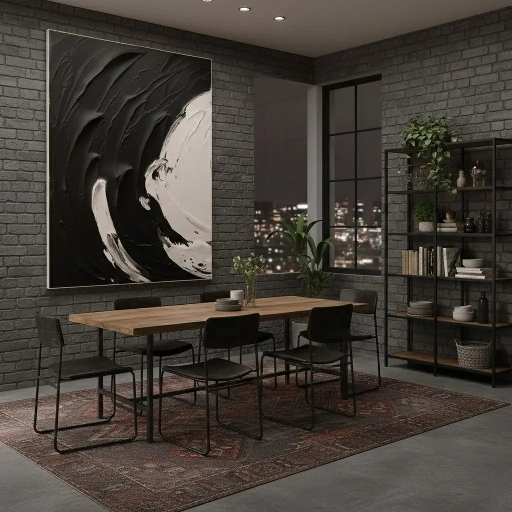 Black White Textured Minimalist Wall Art #P90 ArtiQuo