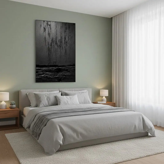 Black Minimalist Textured Painting Canvas #P94 ArtiQuo