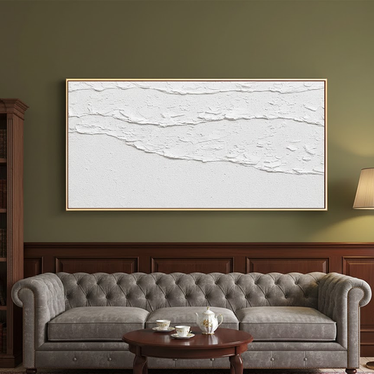 White Minimalist Textured Painting Canvas #P95