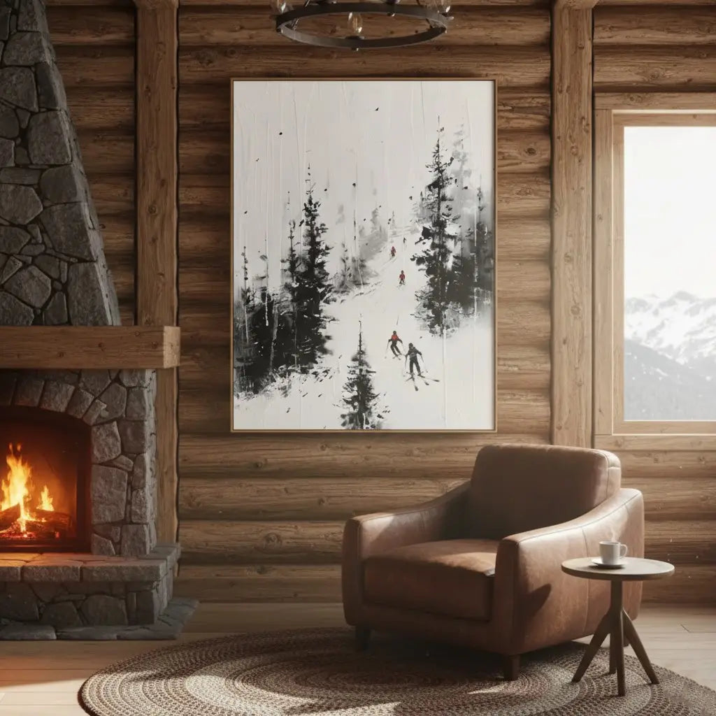 Skiing Sport Art Textured Painting Canvas #P96 ArtiQuo