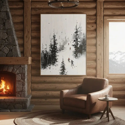Skiing Sport Art Textured Painting Canvas #P96 ArtiQuo