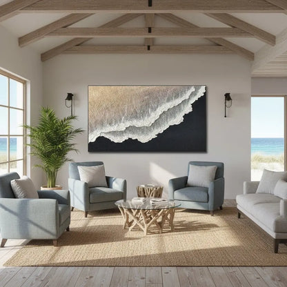 Ocean And Sky Abstract Textured Canvas Art #P98 ArtiQuo