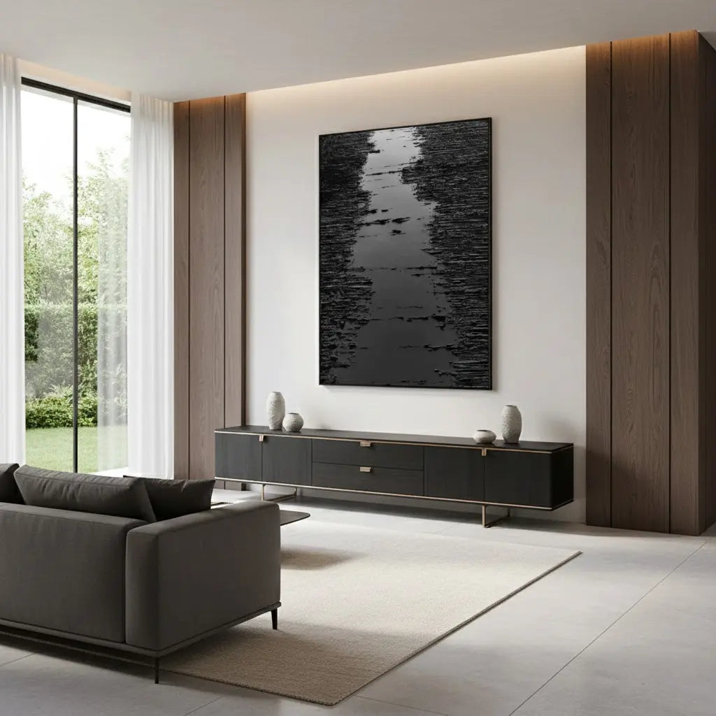 Black Minimalist Textured Painting Canvas #BM9 ArtiQuo
