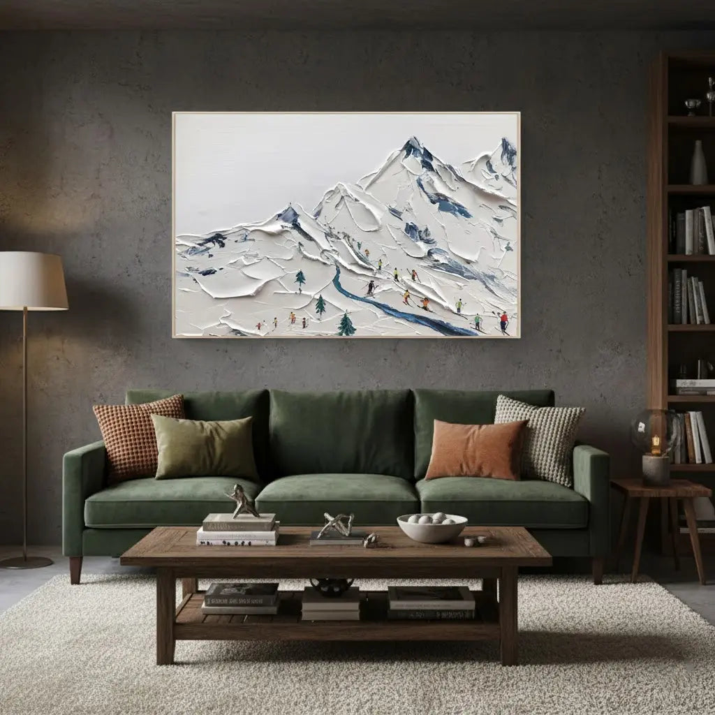 Skiing Sport Art Textured Painting Canvas #P9 ArtiQuo