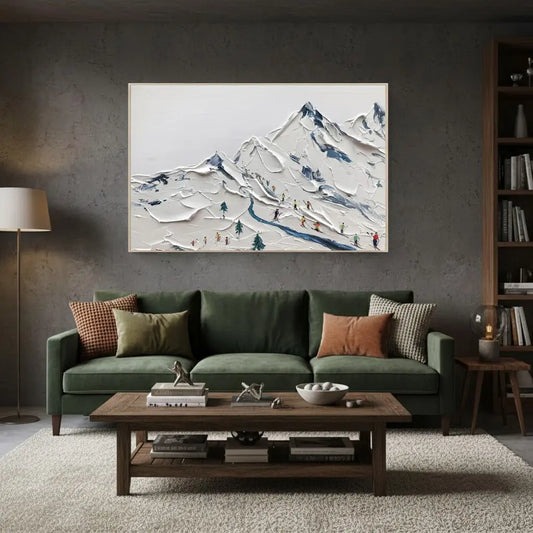 Skiing Sport Art Textured Painting Canvas #P9 ArtiQuo