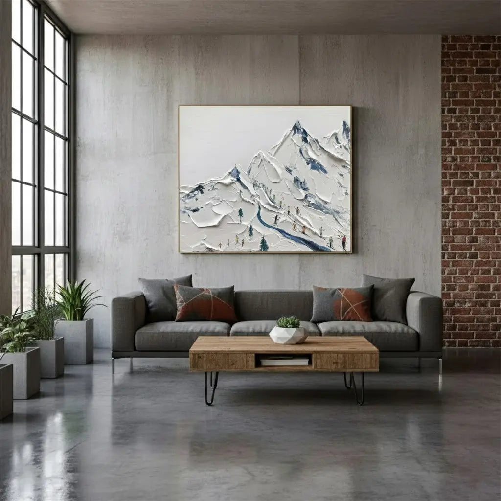 Skiing Sport Art Textured Painting Canvas #P9 ArtiQuo