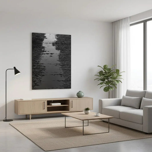 Black Minimalist Textured Painting Canvas #BM9 ArtiQuo