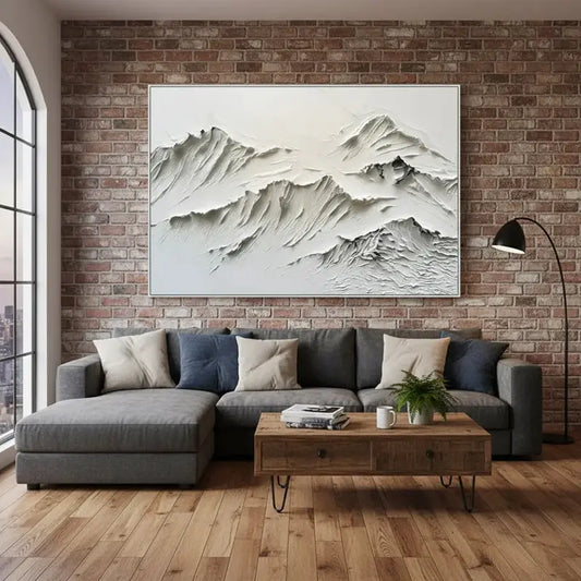 White Minimalist Textured Painting Canvas #WM10 ArtiQuo