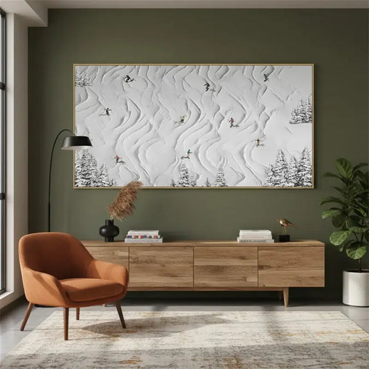 Skiing Sport Art Textured Painting Canvas #WM16 ArtiQuo