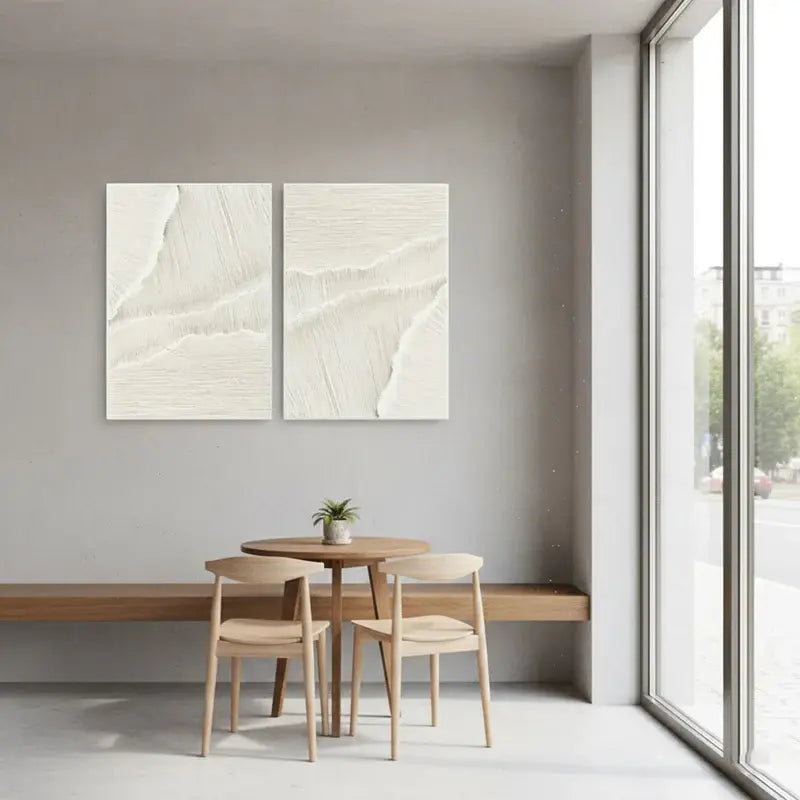Plaster Art Minimalist Textured Paintings Set of 2 #WM17 ArtiQuo