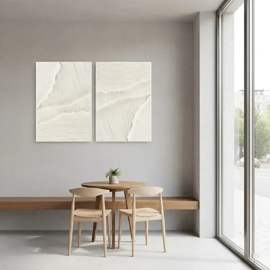 Plaster Art Minimalist Textured Paintings Set of 2 #WM17 ArtiQuo