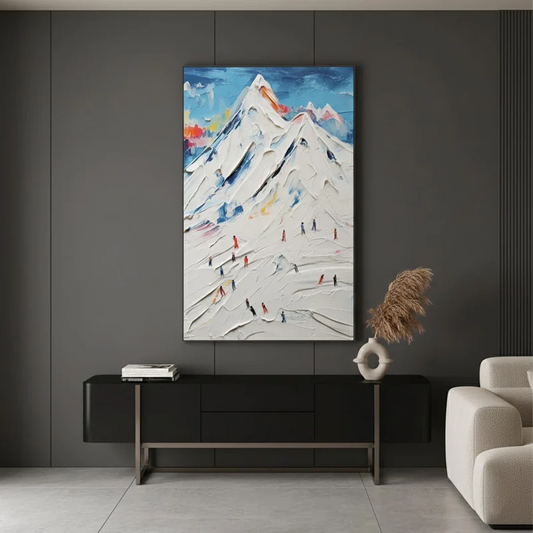Skiing Sport Art Textured Painting Canvas #WM25 ArtiQuo