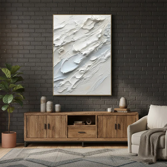 White Minimalist Textured Painting Canvas #WM28 ArtiQuo