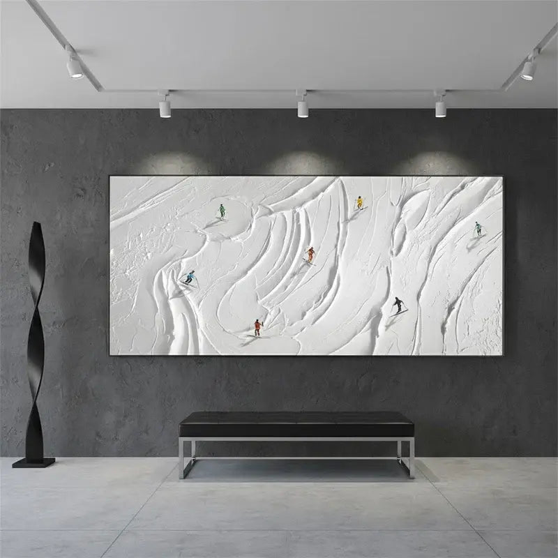 Skiing Sport Art Textured Painting Canvas #WM30 ArtiQuo