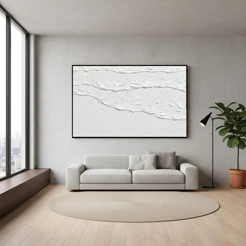 White Minimalist Textured Painting Canvas #WM32 ArtiQuo
