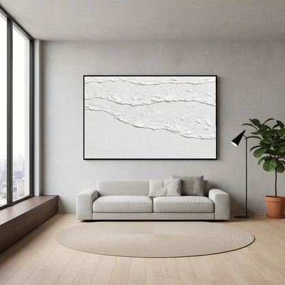 White Minimalist Textured Painting Canvas #WM32 ArtiQuo