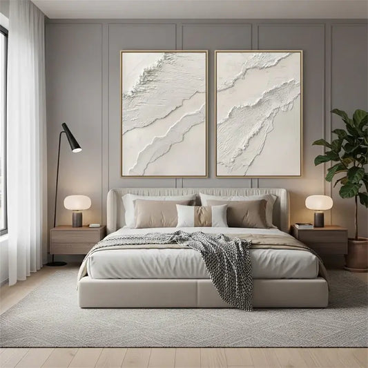 Plaster Art Minimalist Textured Paintings Set of 2 #WM24 ArtiQuo