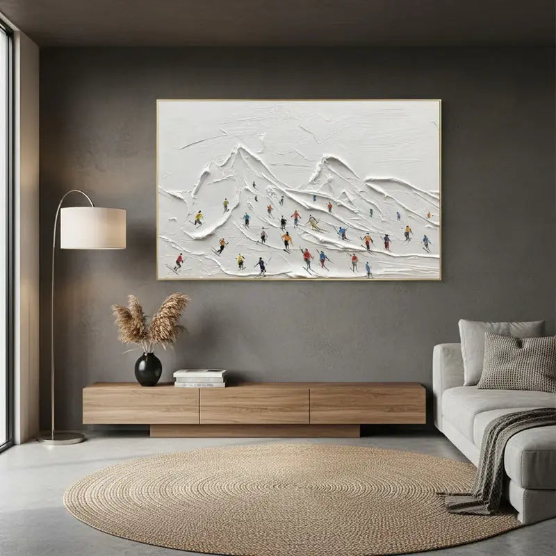 Skiing Sport Art Textured Painting Canvas #WM33 ArtiQuo
