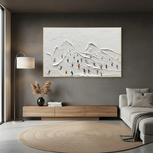 Skiing Sport Art Textured Painting Canvas #WM33 ArtiQuo