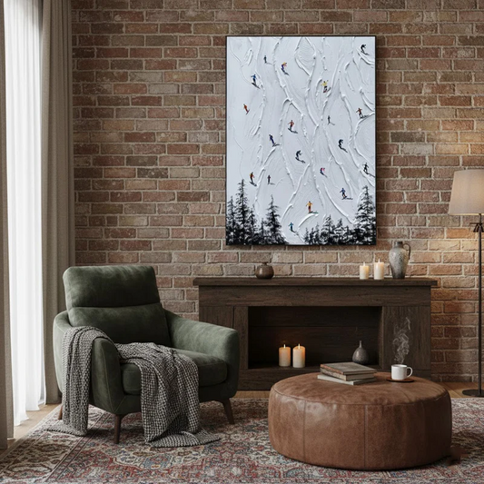 Skiing Sport Art Textured Painting Canvas #26 ArtiQuo