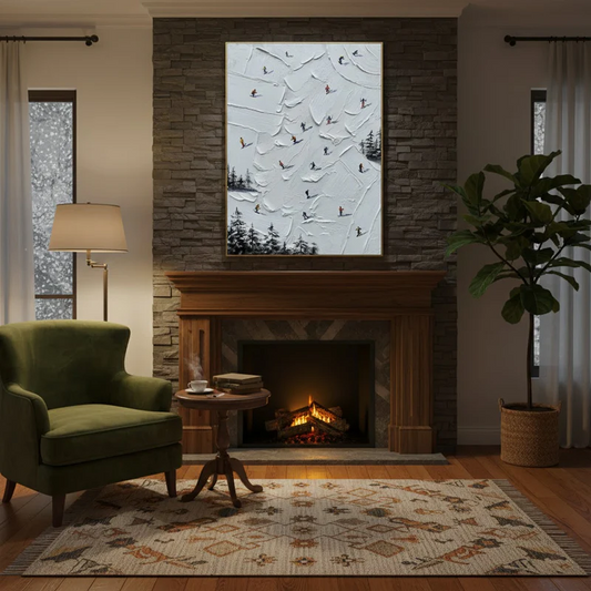 Skiing Sport Art Textured Painting Canvas #34 ArtiQuo