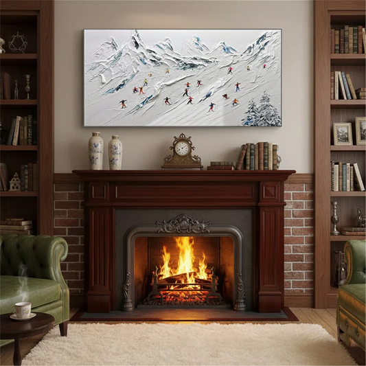 Skiing Sport Art Textured Painting Canvas #WM39 ArtiQuo