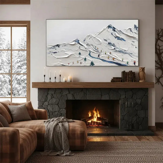 Skiing Sport Art Textured Painting Canvas #WM5 ArtiQuo