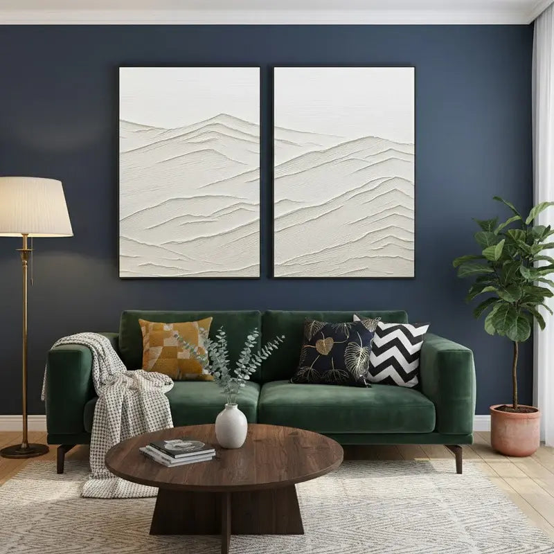 Plaster Art Minimalist Textured Paintings Set of 2 #WM9 ArtiQuo