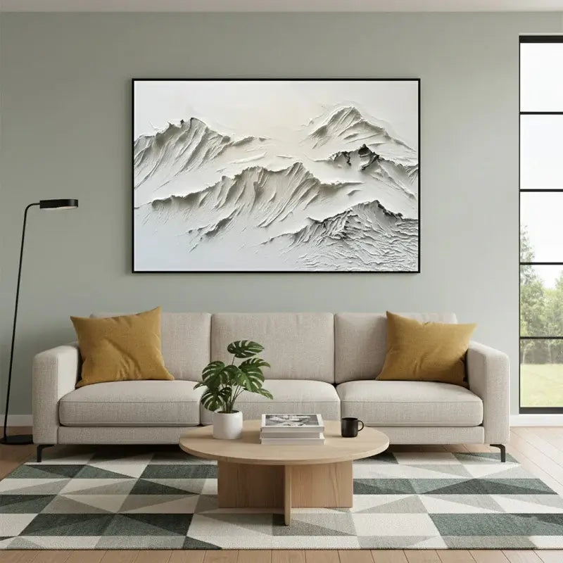 White Minimalist Textured Painting Canvas #WM10 ArtiQuo