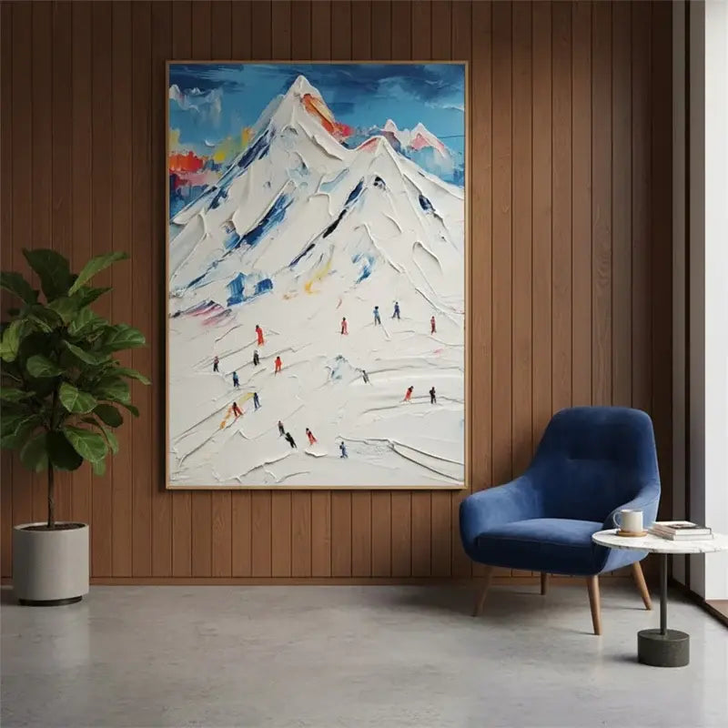 Skiing Sport Art Textured Painting Canvas #WM25 ArtiQuo