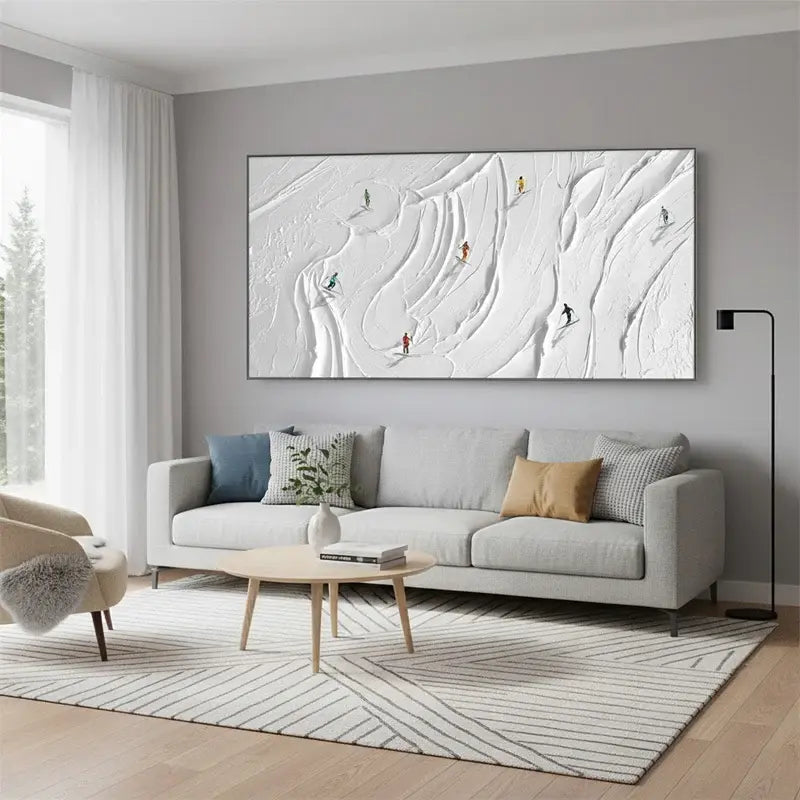 Skiing Sport Art Textured Painting Canvas #WM30 ArtiQuo
