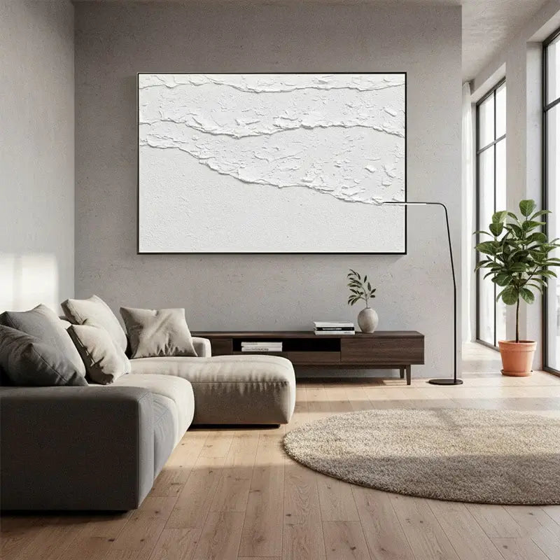 White Minimalist Textured Painting Canvas #WM32 ArtiQuo