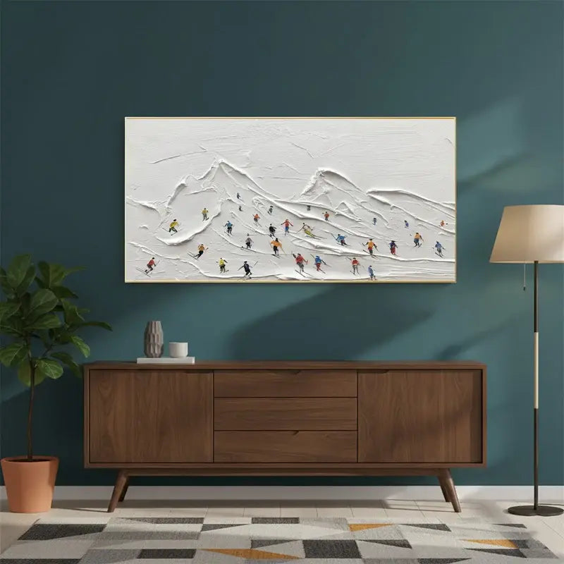 Skiing Sport Art Textured Painting Canvas #WM33 ArtiQuo