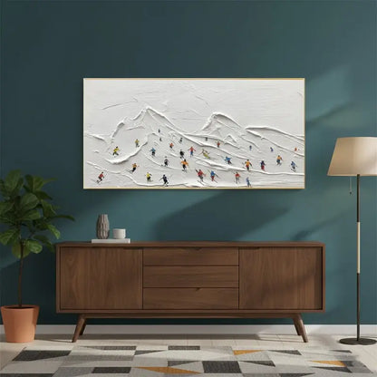 Skiing Sport Art Textured Painting Canvas #WM33 ArtiQuo