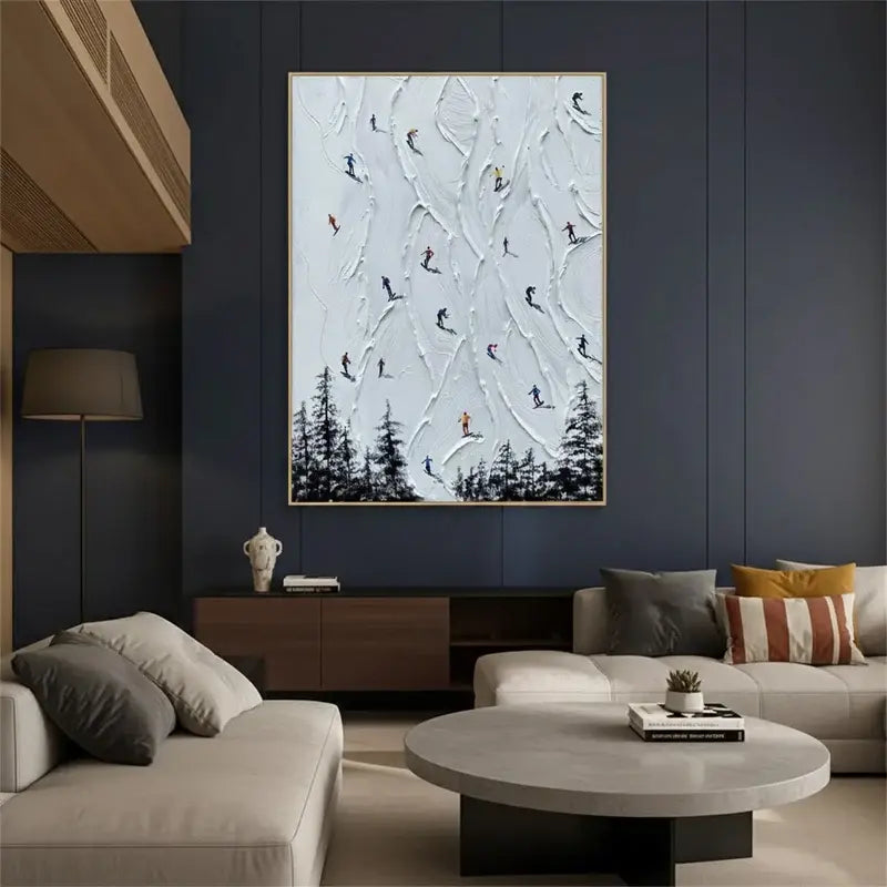 Skiing Sport Art Textured Painting Canvas #26 ArtiQuo