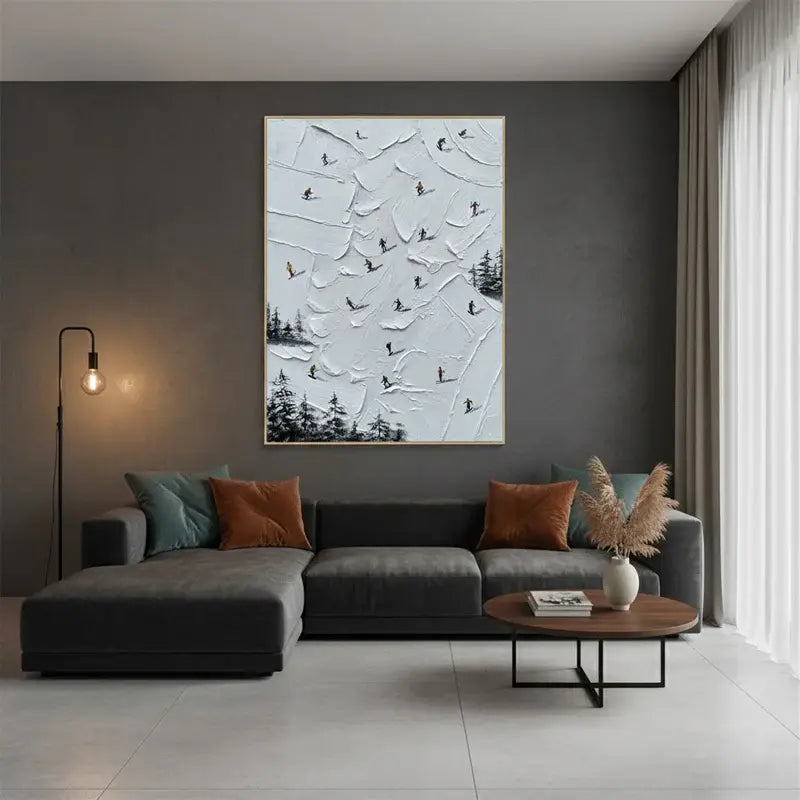 Skiing Sport Art Textured Painting Canvas #34 ArtiQuo