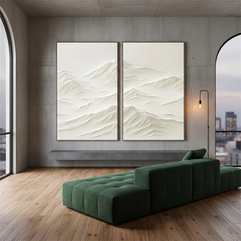 Plaster Art Minimalist Textured Paintings Set of 2 #WM35 ArtiQuo