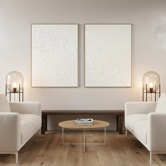 Plaster Art Minimalist Textured Paintings Set of 2 #WM36 ArtiQuo