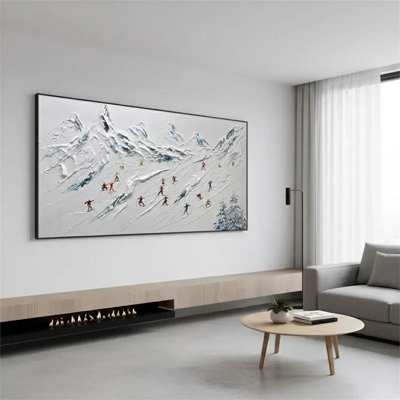 Skiing Sport Art Textured Painting Canvas #WM39 ArtiQuo