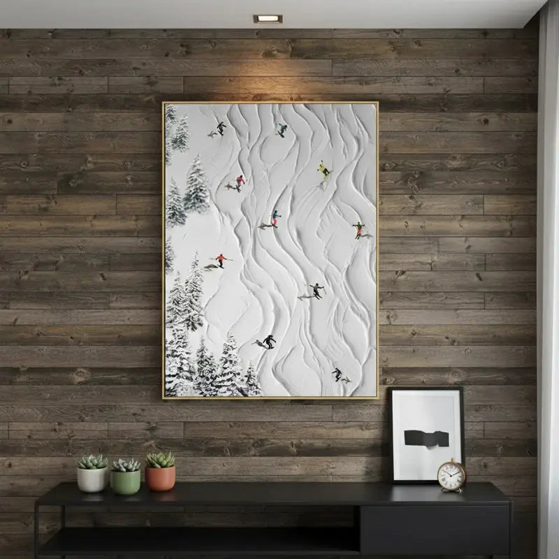 Skiing Sport Art Textured Painting Canvas #WM3 ArtiQuo