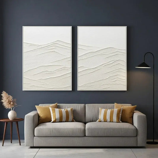 Plaster Art Minimalist Textured Paintings Set of 2 #WM9 ArtiQuo
