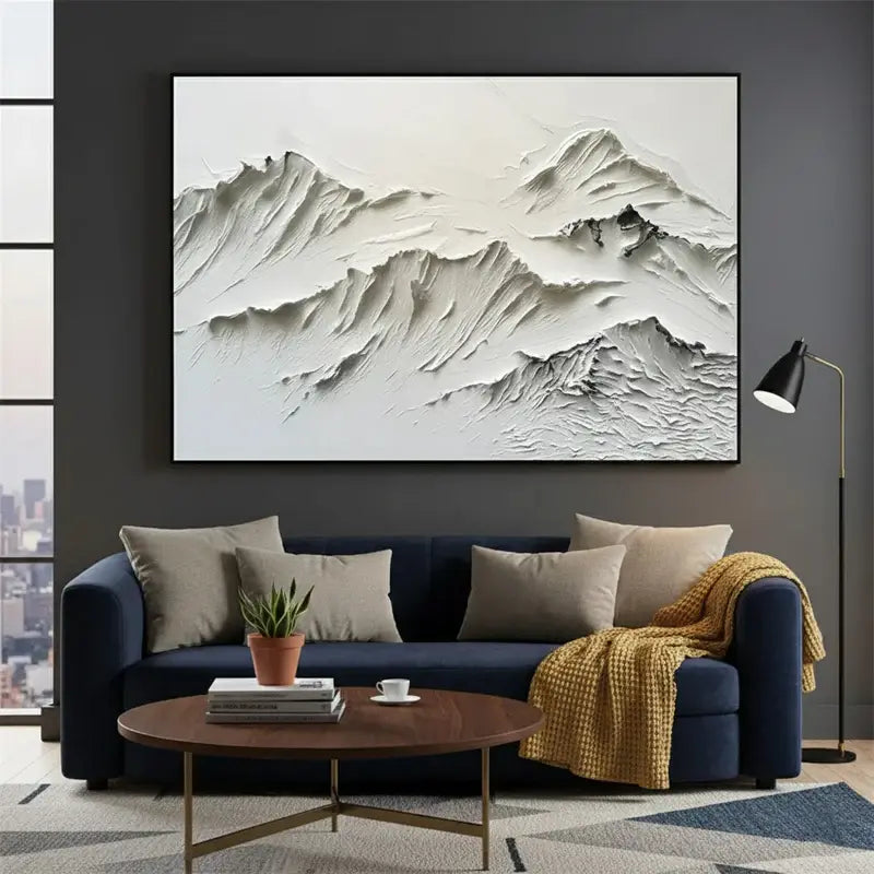 White Minimalist Textured Painting Canvas #WM10 ArtiQuo